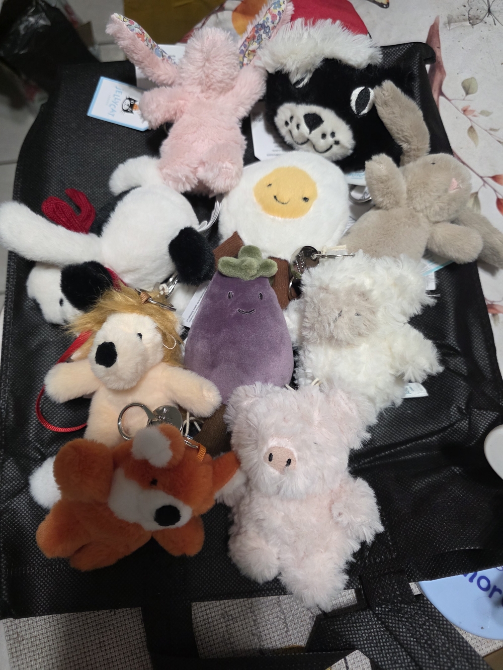 JELLYCAT -10 Piece Lot Of High Quality Jellycat Bag Charms.  All New With  Tags.
